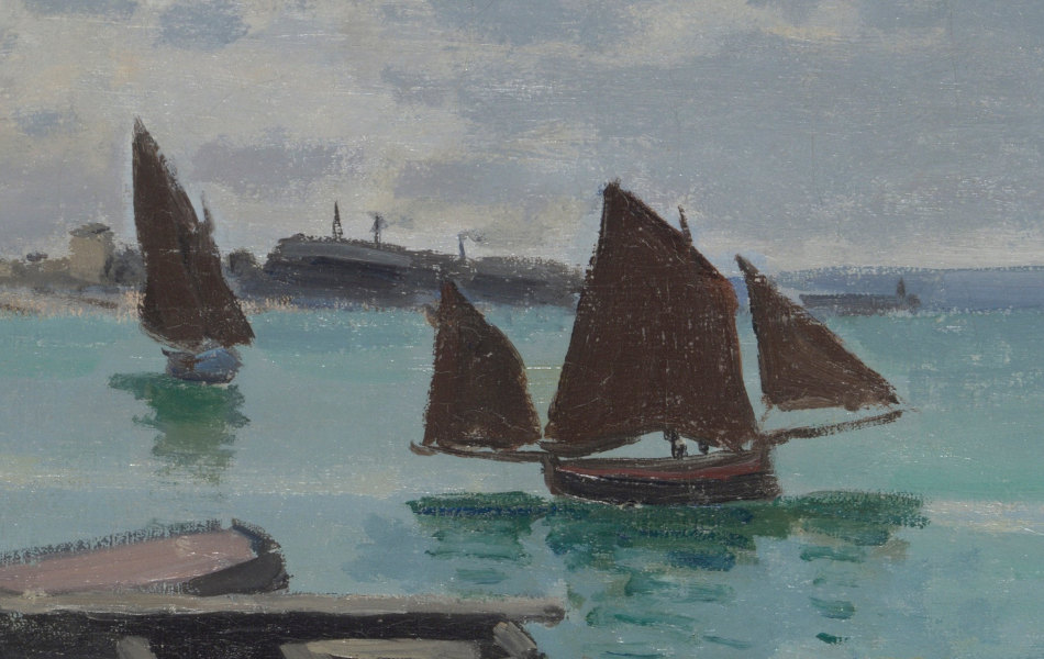 Beach at Sainte-Adresse Sailing Boats Cruise Past